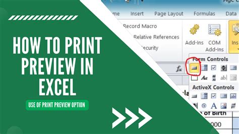 Excel Print Preview Options