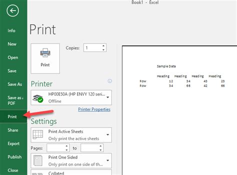 Excel Print Preview Printer Properties