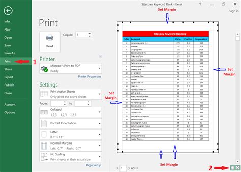 Excel Print Preview Printer Settings