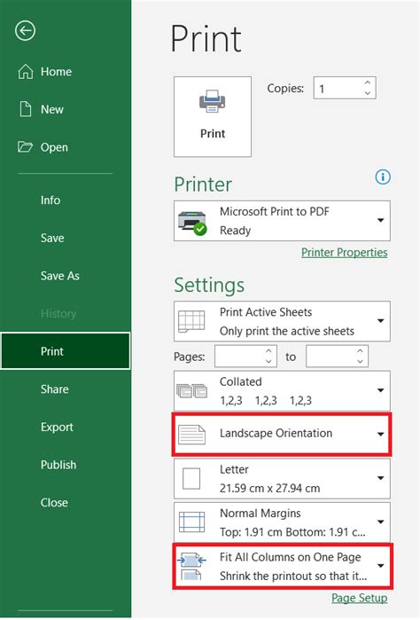 Excel Print Settings Print Titles