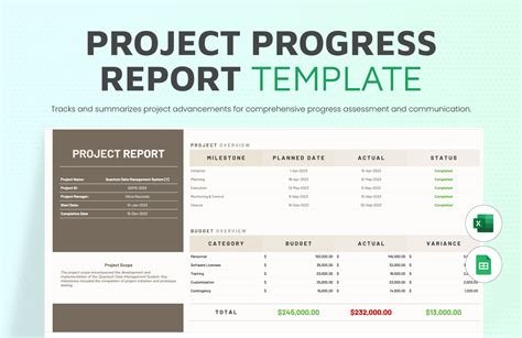 Excel Project Progress Report Template