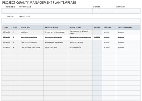 Excel Project Quality Template