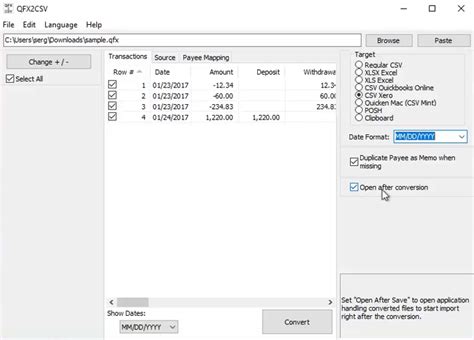 Excel QFX Conversion