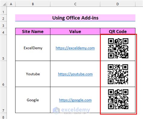 Excel QR Code Add-in Method