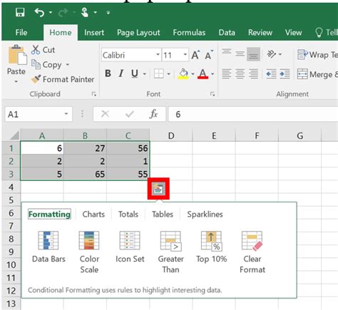 Excel Quick Analysis Feature