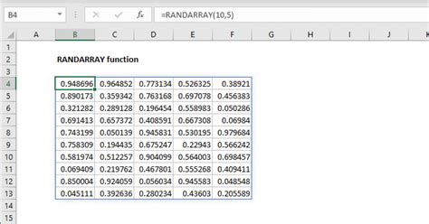 Excel RANDARRAY Function