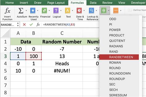 Excel RANDBETWEEN Function