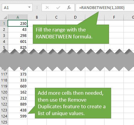 Excel RANDbetween without duplicates