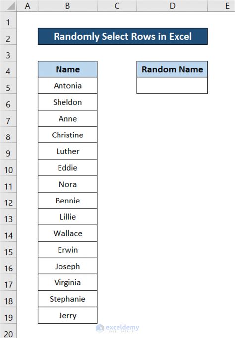 Excel Random Cell Selection