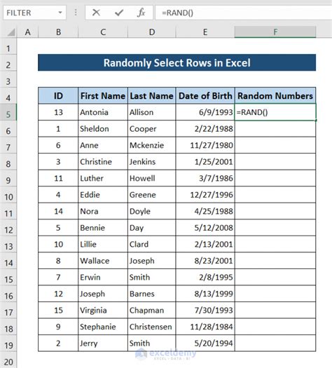 RAND Function for Random Cell Selection