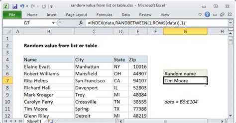 Excel random data for visualization and exploration