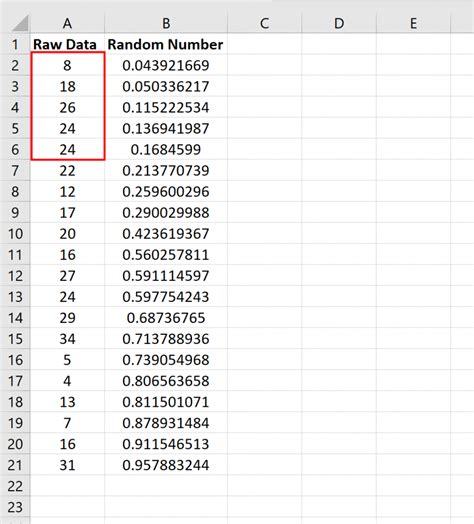 Excel random data sample using various methods