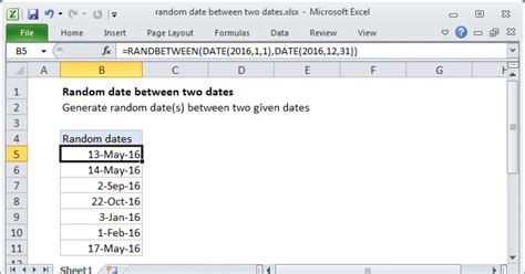 Random Dates in Excel using the DATE Function