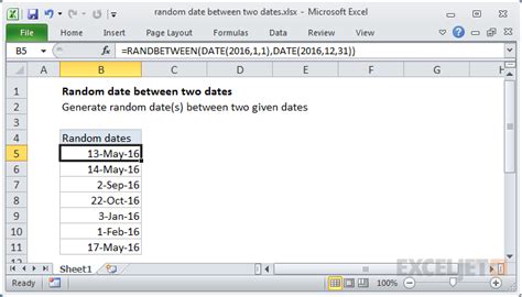 Random Dates in Excel using a Formula