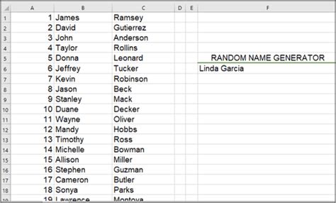 Excel Random Name Generator