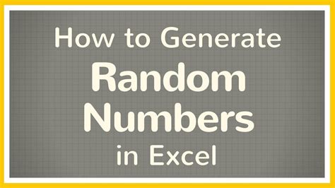 Excel Random Number Generator Tutorial