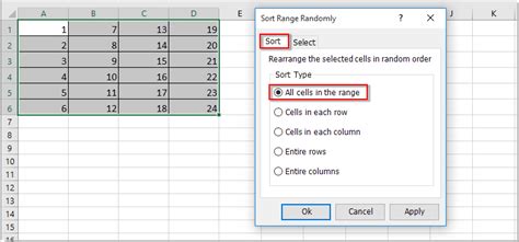 Excel Random Sort Formula