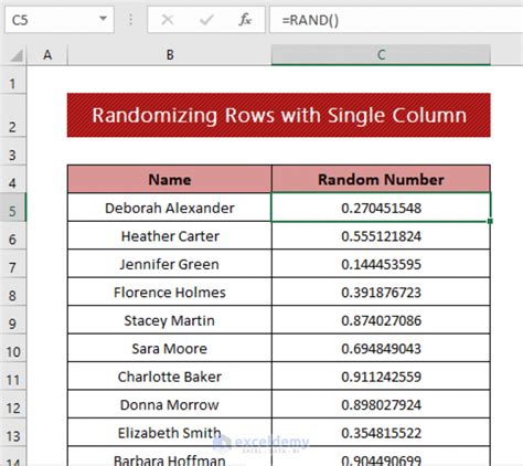 Using formulas to randomize rows in Excel