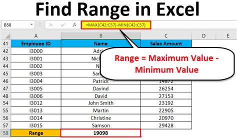 Excel Range with Formulas