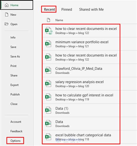 Excel Recent Files Troubleshooting