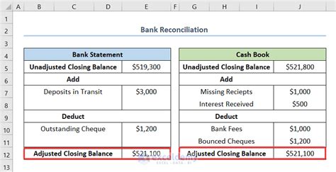 Excel Reconciliation Steps