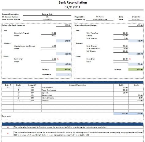 Excel Reconciliation Template