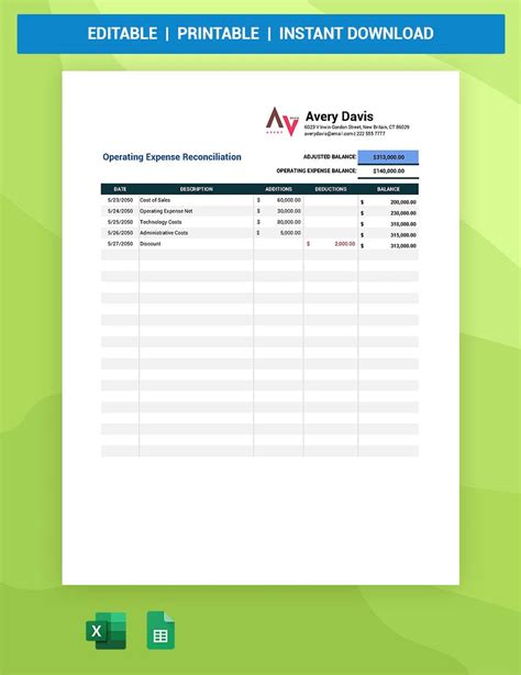 Excel Reconciliation Templates