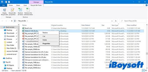 Excel Recycle Bin