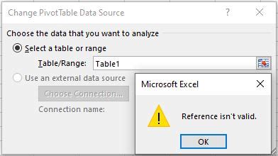 Excel Reference Isn't Valid Error