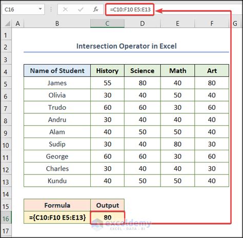 Excel reference operator