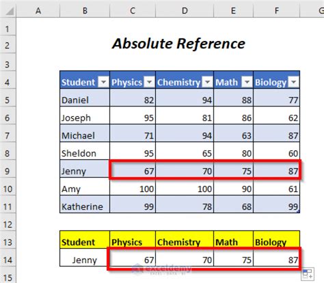 Creating an Excel Reference Table