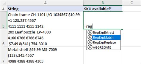 Excel Regex Example