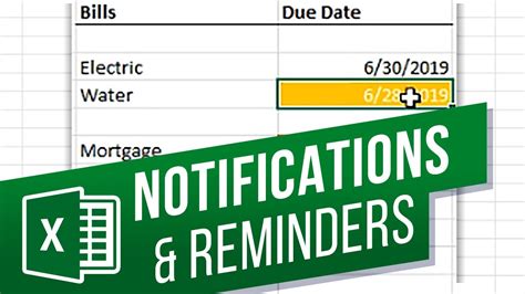 Excel reminder feature benefits