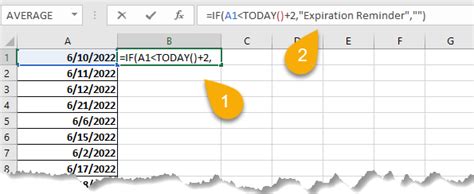 Excel Reminder Formula