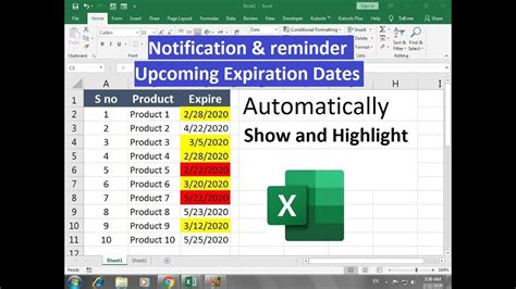 Excel reminder notification