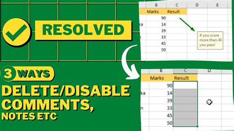 Remove Comments in Excel