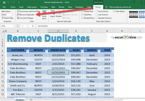 Excel Remove Duplicates feature