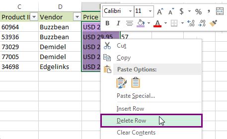 Excel Remove Extra Rows Formulas