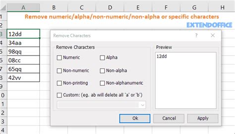 Excel remove first N characters from cell