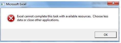 Excel Resource Error Image 1