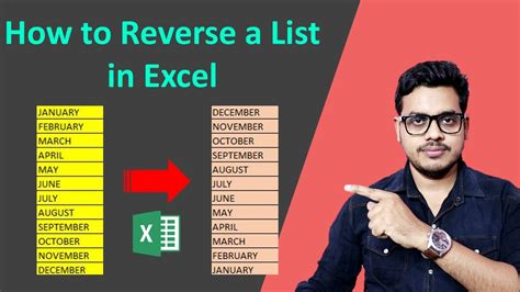 Using the REVERSE function in Excel