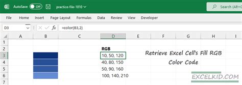 Excel RGB Color Code