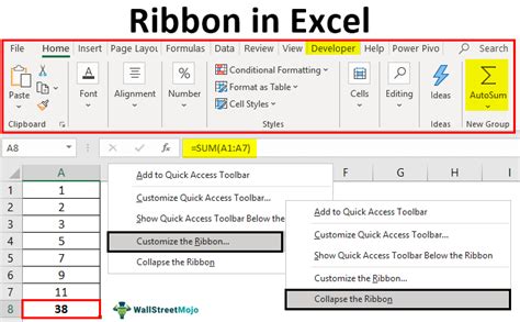 Excel ribbon