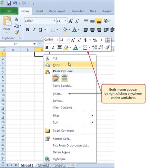 Format cells using right-click menu