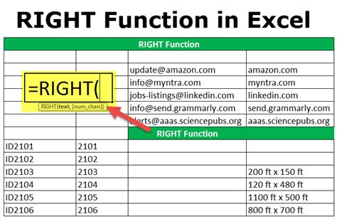 Excel RIGHT Function Text