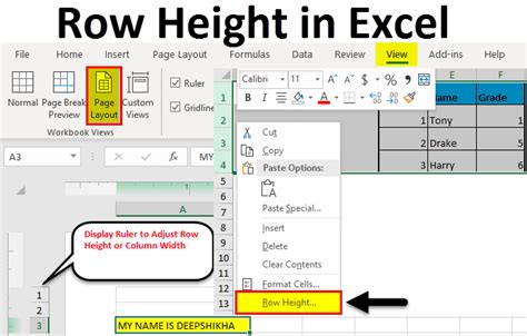 Adjusting Row Height in Excel