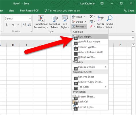 Excel Row Height Dialog