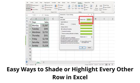 Excel Row Highlighting Methods