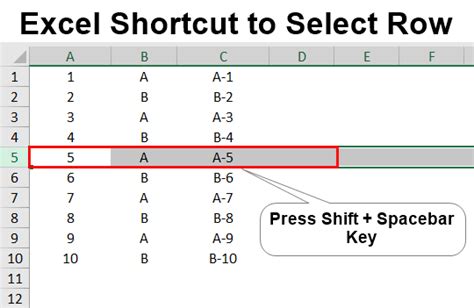 Shortcuts for Excel Row Selection