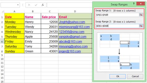 Using Formulas for Row Swapping in Excel